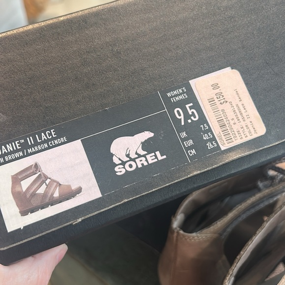 Sorel Women’s Joanie II Lace Wedge Sandals Taupe Brown Size 9.5 - Picture 7 of 7